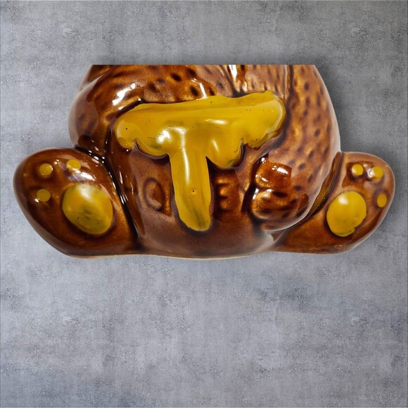 Vintage Ceramic Teddy Bear Honey Jar Brown Bear w Lid Cottagecore Cute Decor - Picture 7 of 13